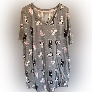 Secret Treasures Gray Cat Print Sleep Shirt
